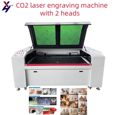 Yüksek hassasiyetli 2 başlı CO2 CNC Akrilik PVC Lazer Kesme gravür gravür makinesi