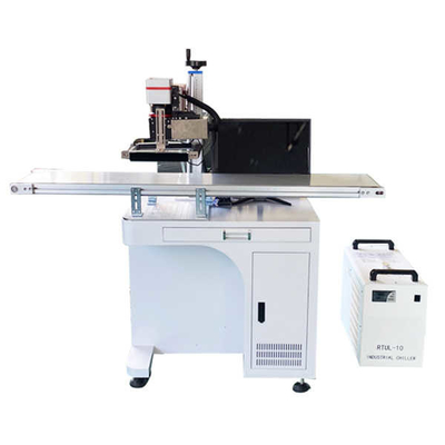 50W CCD Vision Positioning Automatic Fiber Laser Marker On Assembly Production Line For Glass Plastic (Şekil plastik için montaj üretim hattında otomatik fiber lazer işaretleyici)