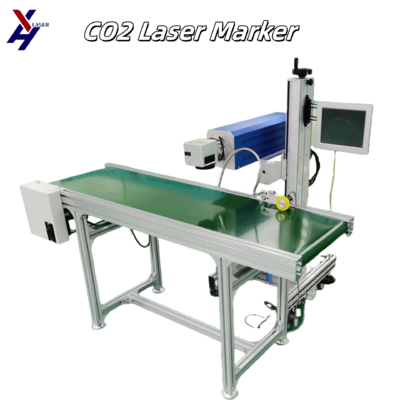 Kesintisiz üretim hatları için yüksek hızlı uçan lazer kodlama lazer işaretleme makinesi
